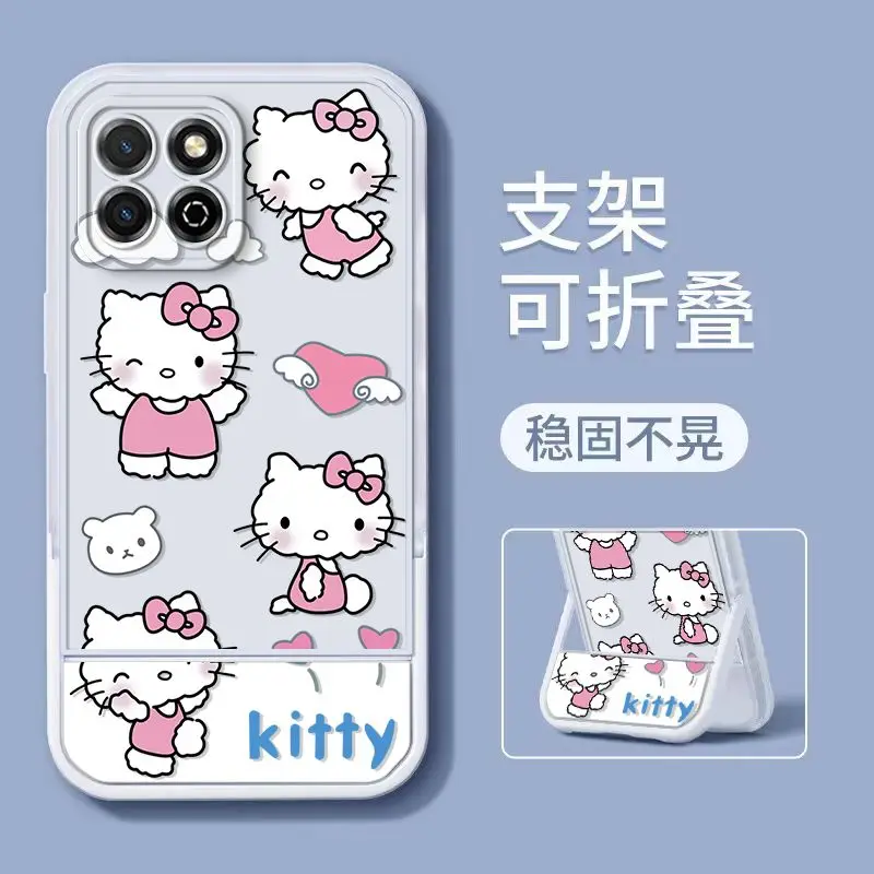 Aoger Sanrio Cinnamoroll kuromi invisible bracket soft shell Phone Case for iPhone 14 12 13 11 Pro Max 7 Funda Liquid Cover