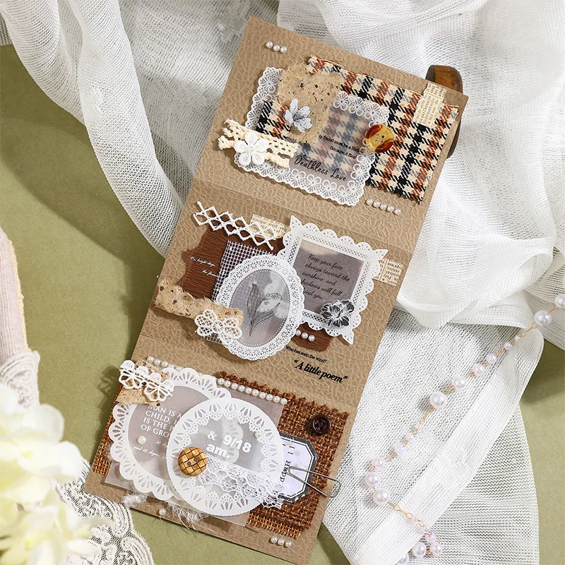 1pack/2pack Lace Under Clouds Series 20 Stickers White Ink Tracing Paper Stickers 4 Styles for Base DIY Collage