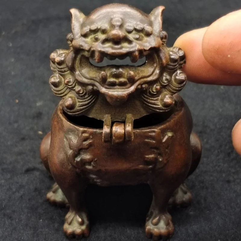 Purple copper upward-looking auspicious beast , vintage Pixiu tea pet incense burner ornament, miscellane