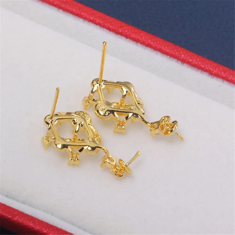 Gold Plated Pearl Earring Settings, DIY Jewelry Making Supplies, Blank Ear Stud Bases for Handmade Accessories, 1pair No Pearl