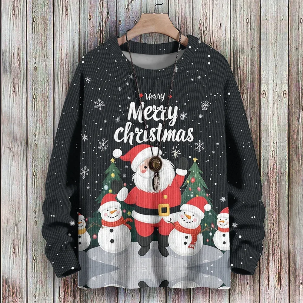 Ugly Christmas Sweatshirts Busy Surfing Santa Claus Printed Casual Funny Cute Couple Outfit Family Holiday Winter Tops Clothing