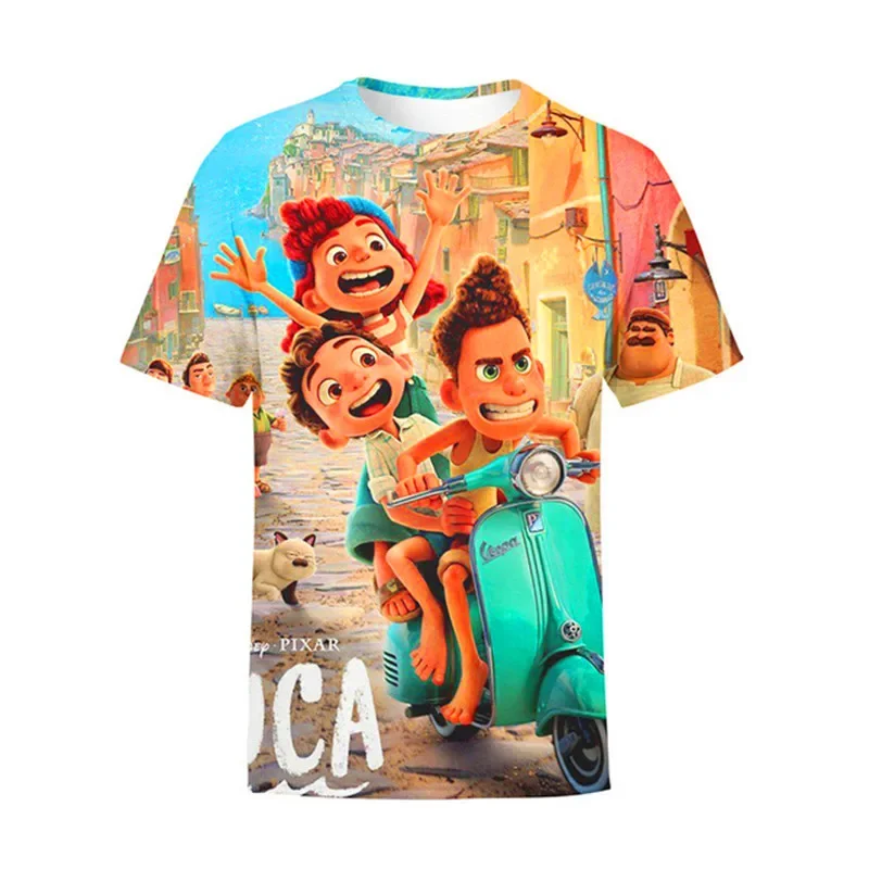 

2024 Disney Movie Luca Clothes Children Summer 3d Printed Cartoon Short Sleeves Tops Tees