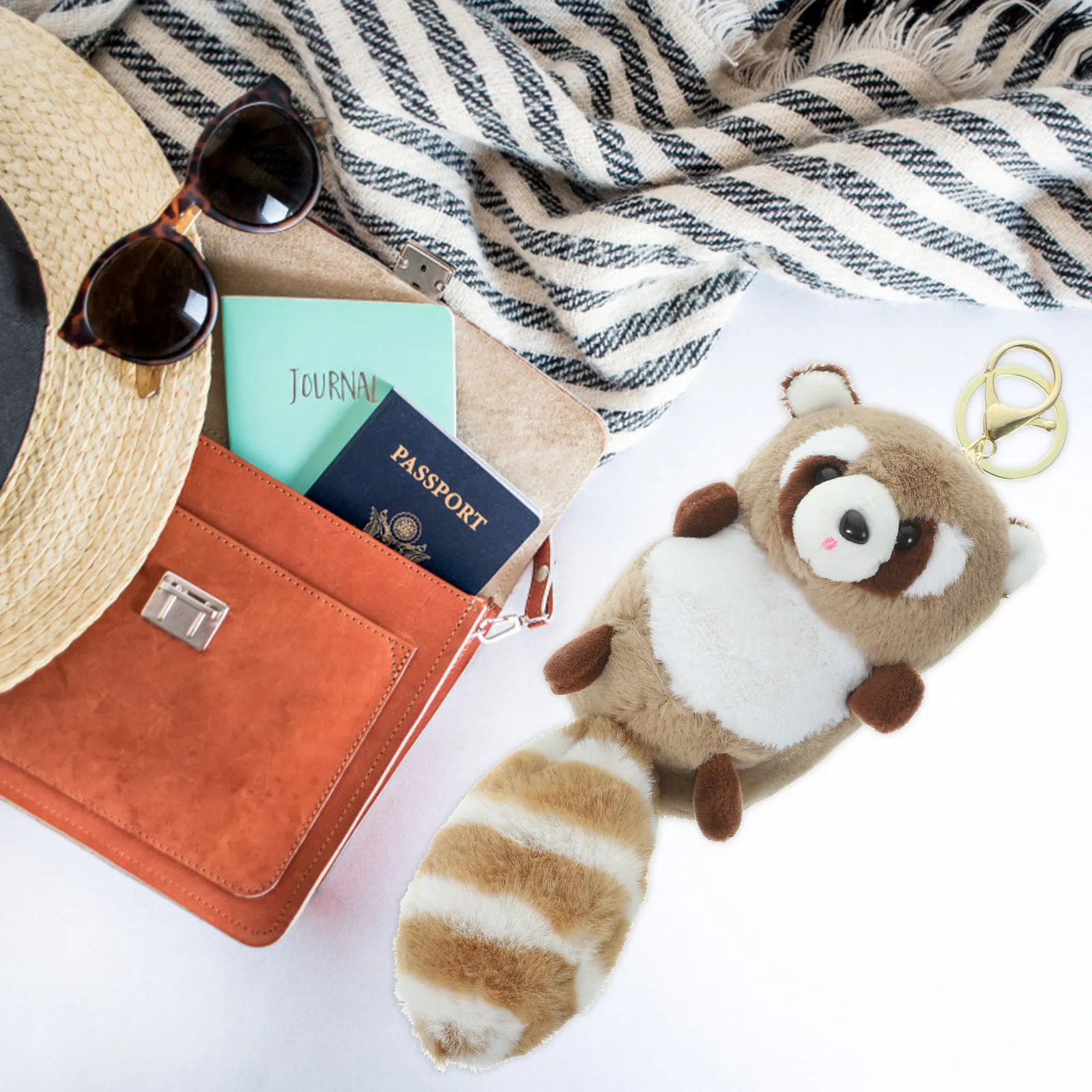 

Cute Raccoon Keychain Pendant Cartoon Design Decorative Bag Backpack Car Hanging Ornament Lightweight Soft Touch Adorable Key