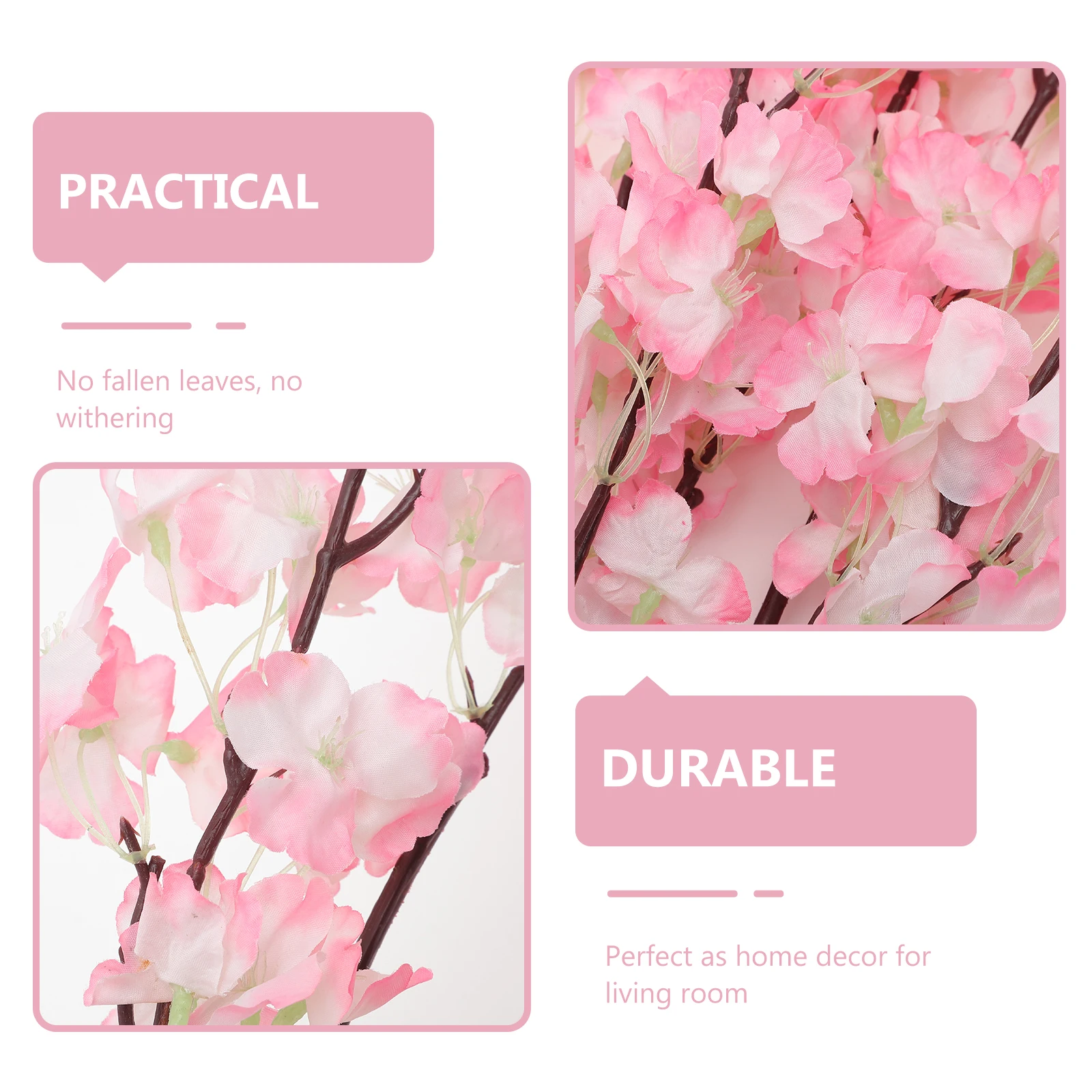 

4 Pcs Simulated Cherry Blossom Branches Decorative Artificial Flower Grace Faux Stem Silk Picks Red Tall Fake Flowers
