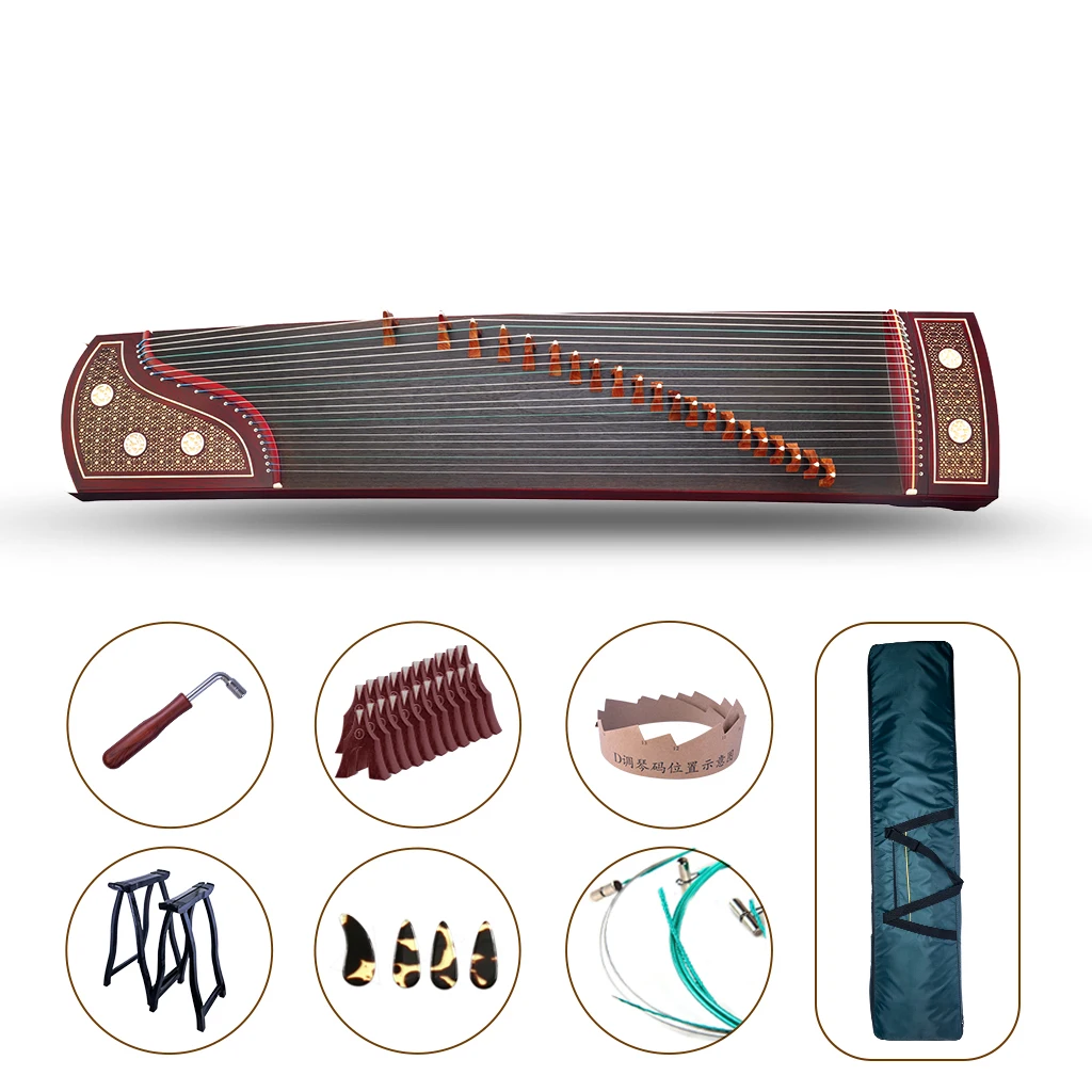 

LOOK Carved Rosy Sandalwood Guzheng Instrument Chinese Koto Hand-carved 163cm 21Strings Standard For Performance