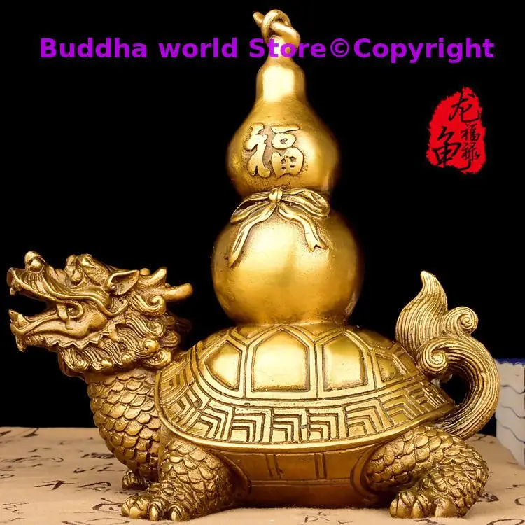 

HOME store shop exorcise evil spirit Money Drawing thriving business Lucky ZHAO CAI dragon turtle gourd FENG SHUI copper statue