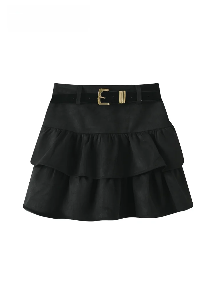 

High Waist Flounce ort Skirt for plus Size Women Spring New Sle Slimming Versatile Skirts Commute Polyester Fiber