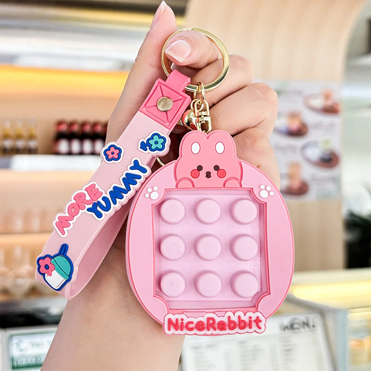 Keychain Push -Type Popular Game Small Jewelry To Eliminate Pressure On The Ring Keychain Tapping Game Cute Key Ring Bag