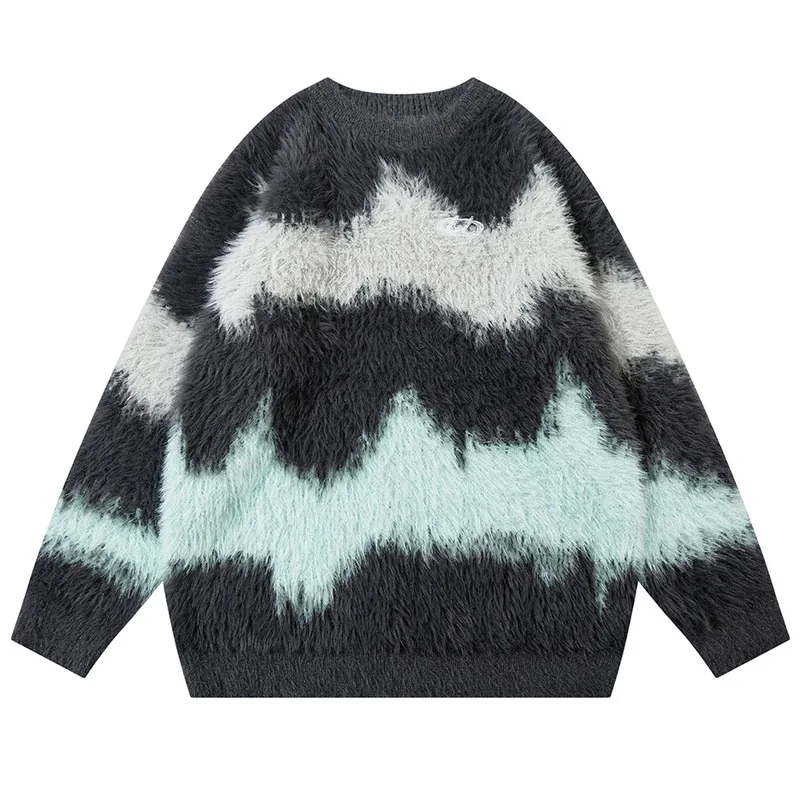 【Mirrordust】Vintage Oversized Sweaters Men Streetwear Harajuku Hip Hop Y2K Sweaters Knitted Jumpers Casual Loose Sweaters