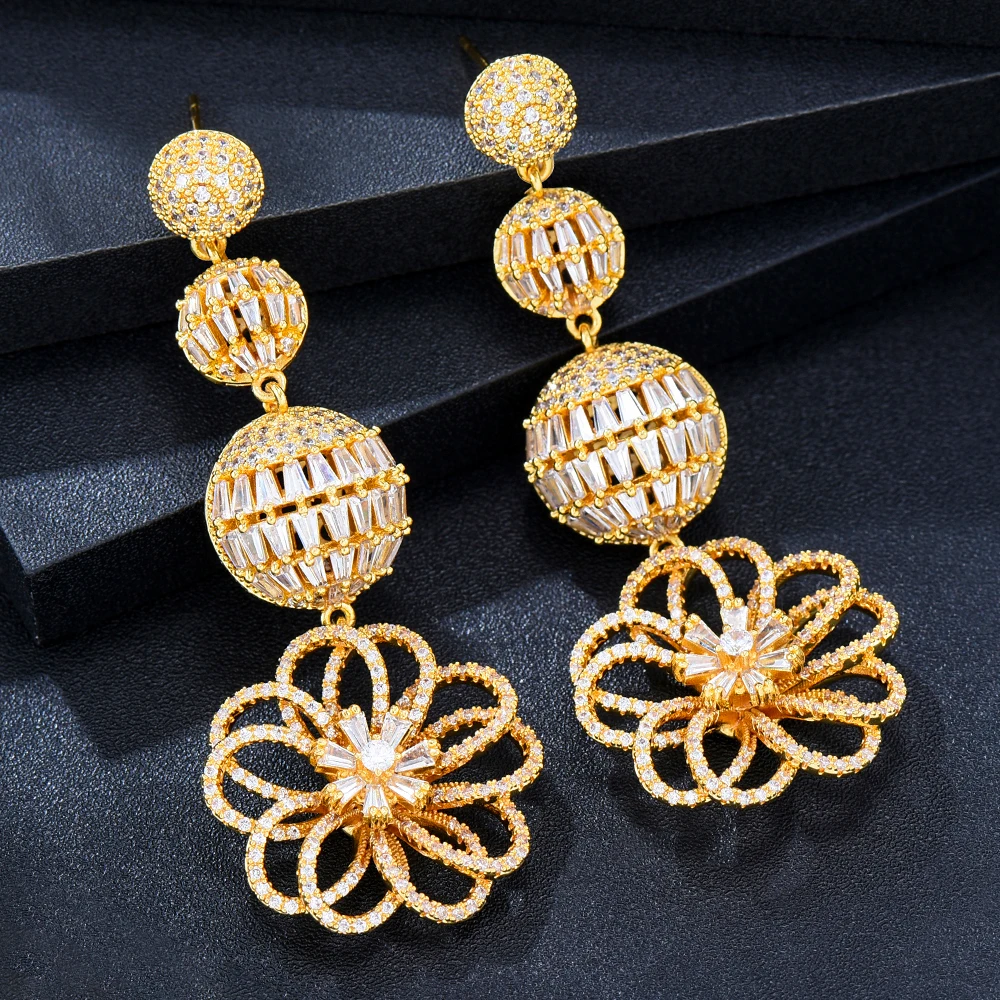 

GODKI New Trendy Flowers Ball Nigerian Earring For Women Wedding Party Indian Dubai Bridal Jewelry boucle d'oreille femme Gift