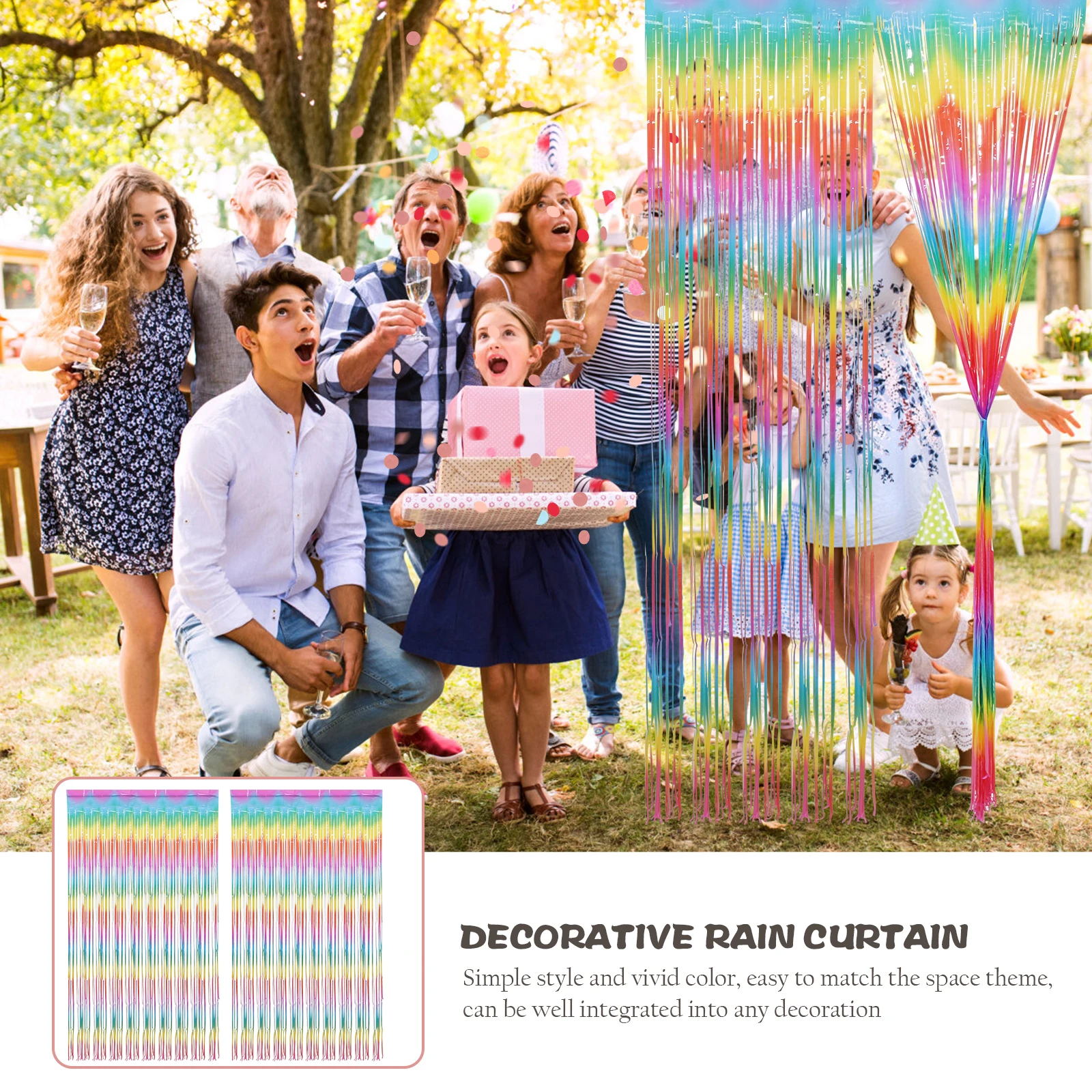 

2pcs Macaron Tinsel Curtain Foil Fringe Curtains Birthday Party Decorations Backdrop Wall Hanging Photography Props Rainbow