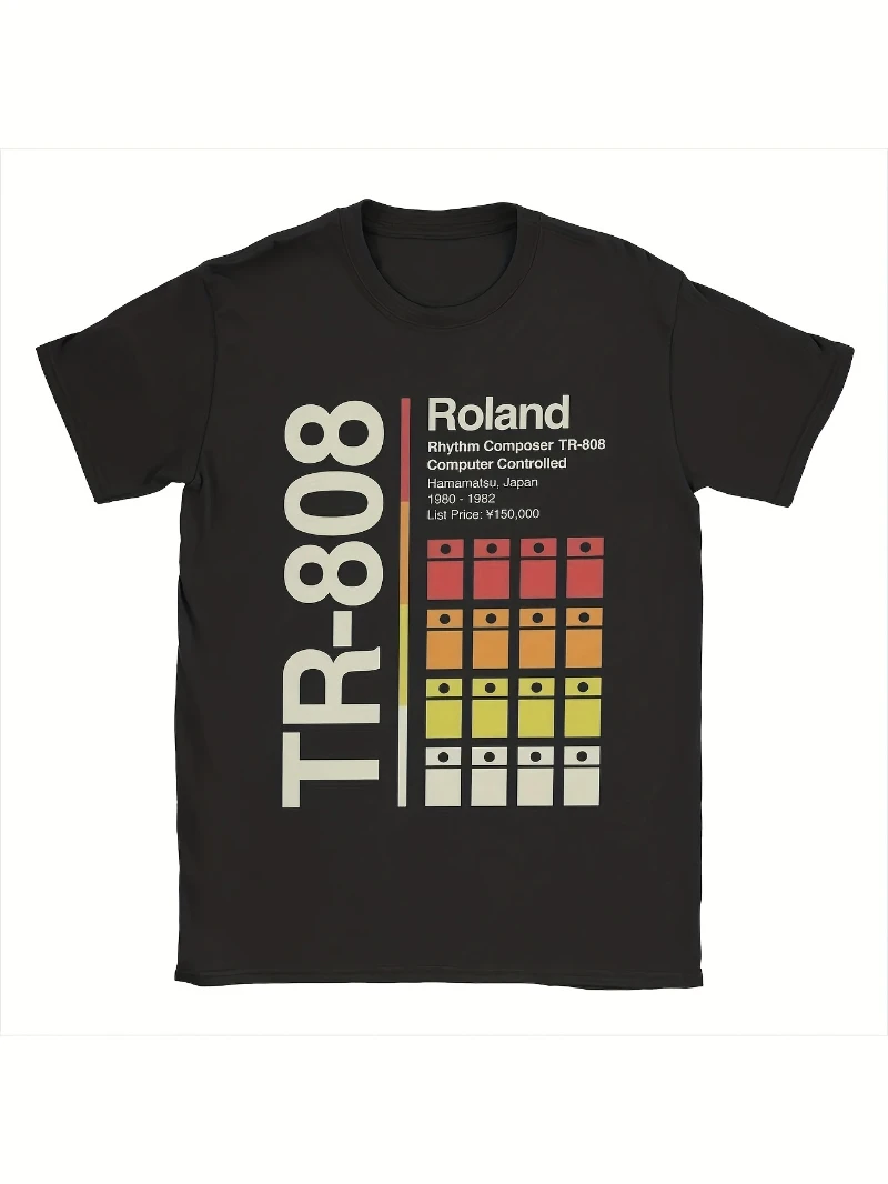 Men's Roland TR-808 drum machine retro music T-shirt, 80s style design loose fit casual T-shirt  shirts for men vintage t shirt