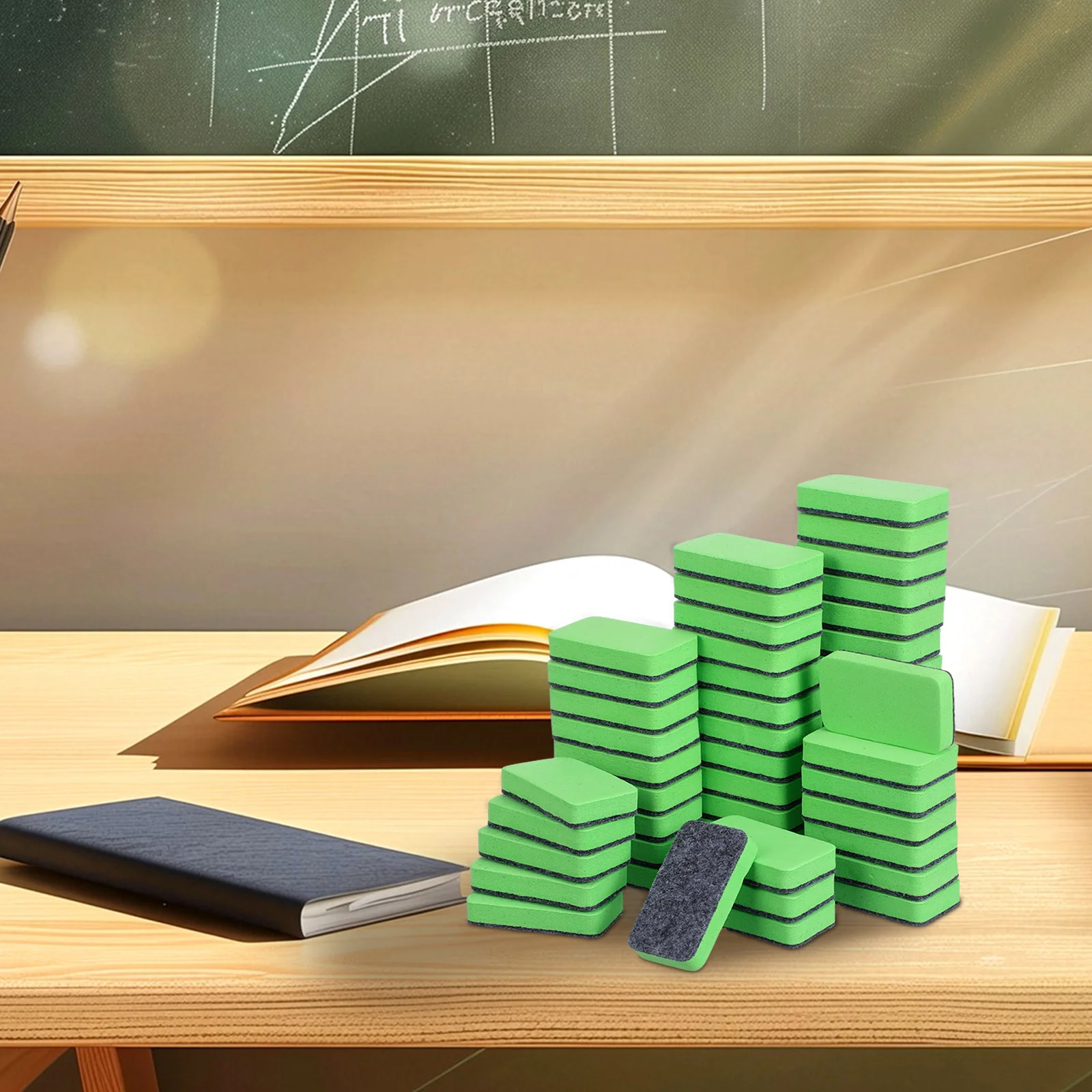50 Pcs Dry Board Eraser Chalk Cleaner Blackboard Erasers Accessories Chalkboard for and White