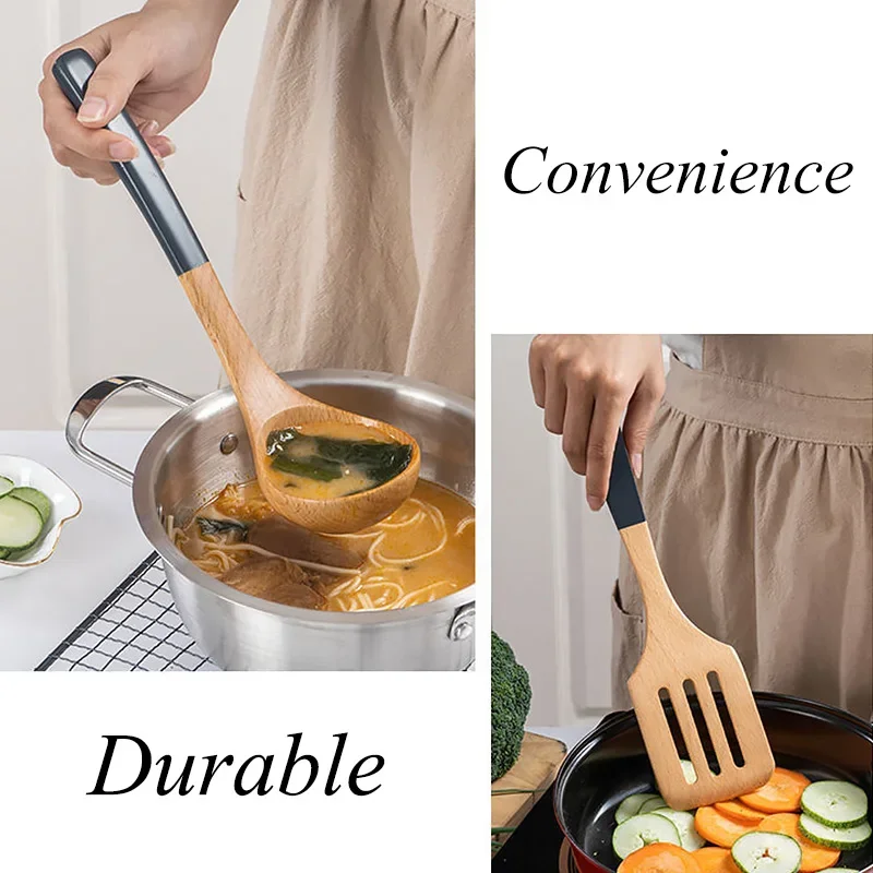 

Non-Stick Kitchen Utensil Set - Soup Ladle, Rice Scoop, Spatula, Durable Cookware Tools for Home Cooking