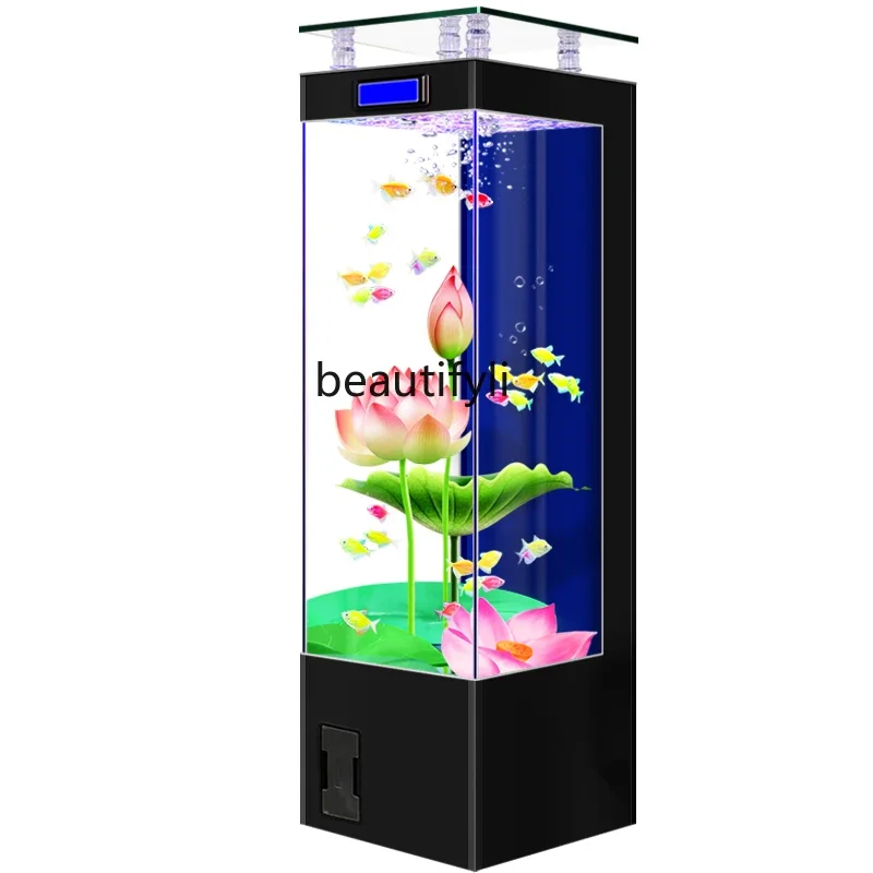 

New Glass Fish Tank Living Room Home Small Ecological Filter Fish Farming Integrated Self-Circulation Floor Aquarium