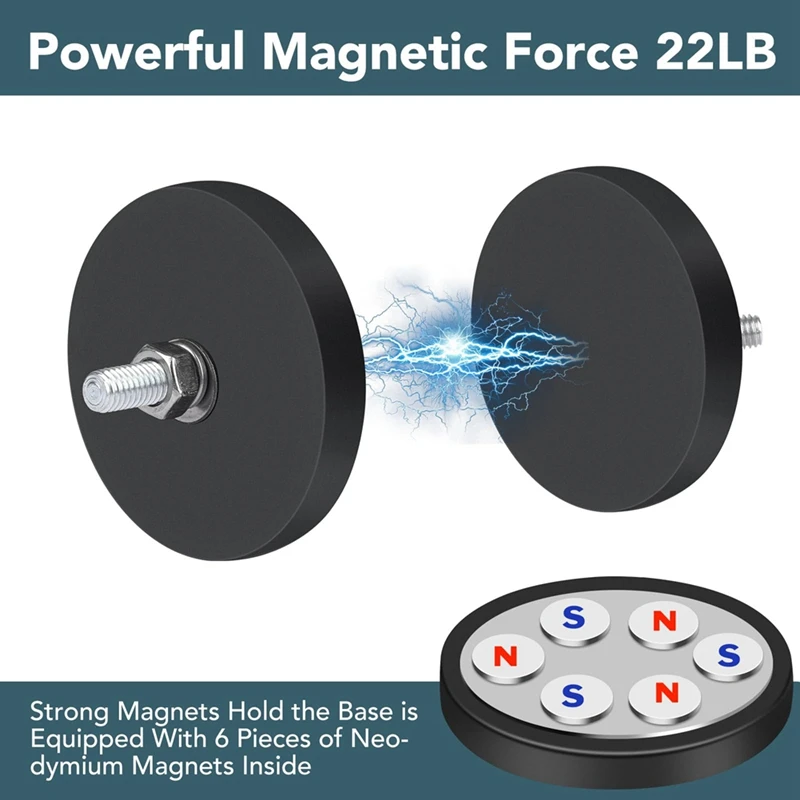 Imagem -02 - Ímãs Revestidos de Borracha com Porca Base do Ímã do Neodímio Ímã Roscado m6 com Parafusos e Porcas Ímãs Fortes Hold 22lbs