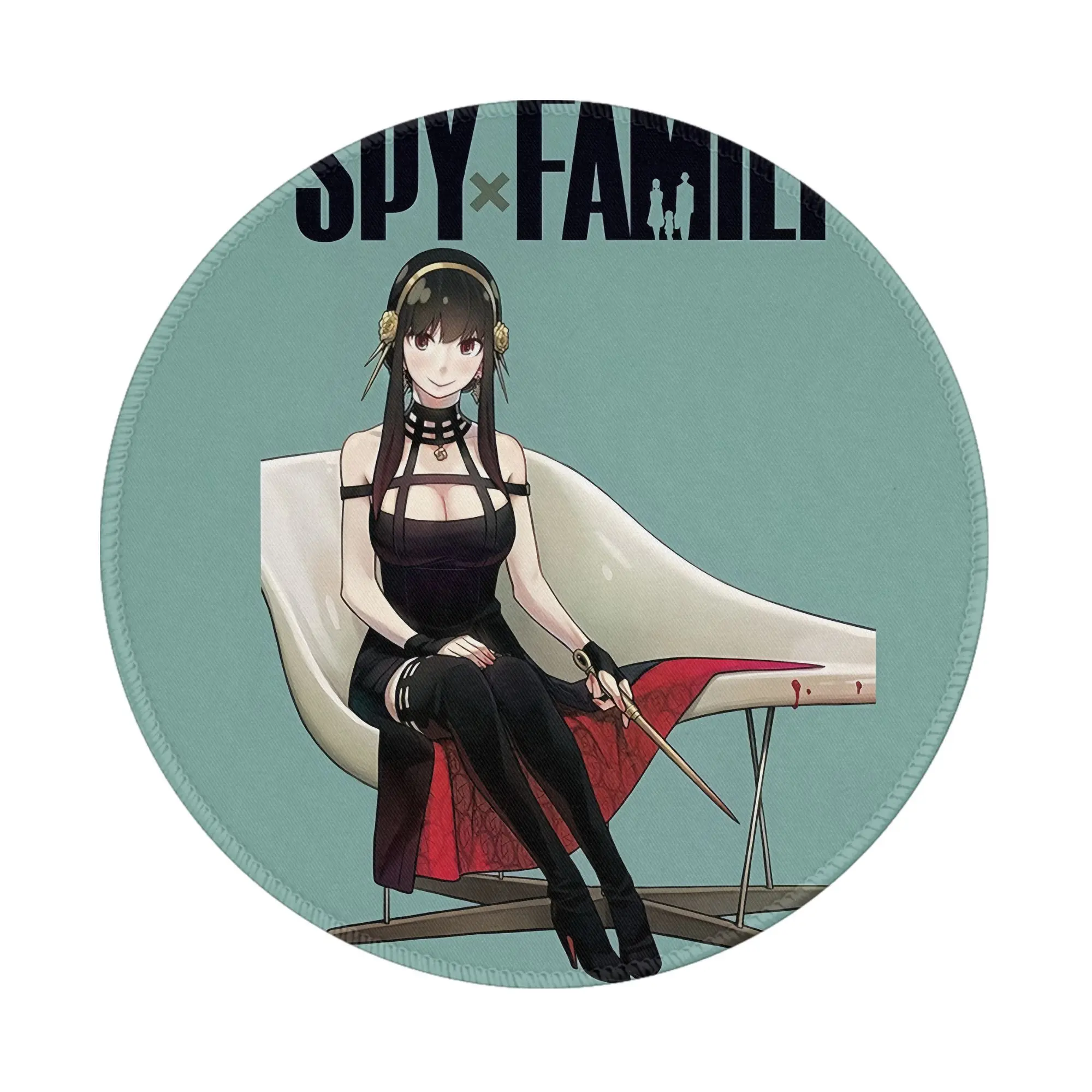 SPY×FAMILY لوحة ماوس صغيرة مستديرة سجادة مضادة للانزلاق سطح المكتب 8in لعبة الكمبيوتر حصيرة الألعاب المطاط ماوس حصيرة