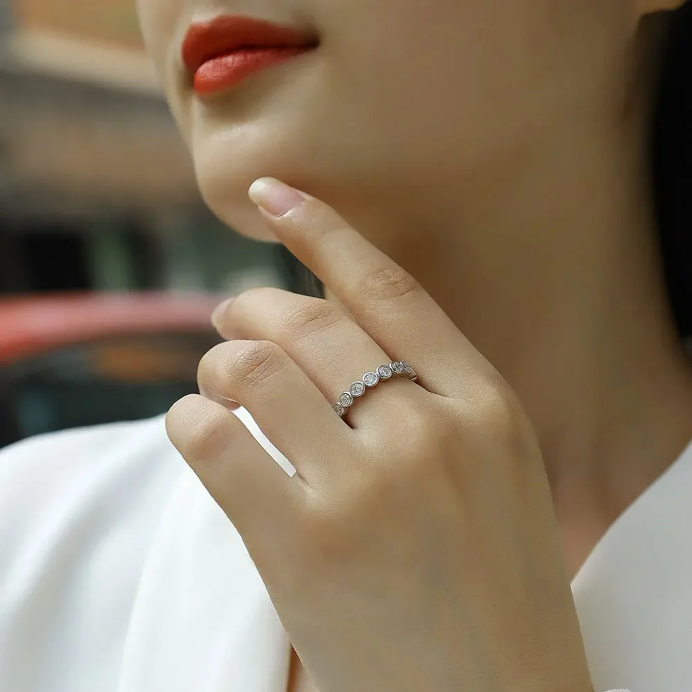 NASIA 3mm Round Moissanite Ring s925 Sterling Sliver Plated 18k White Gold Fine Jewelry Wedding Engagement Rings For Women