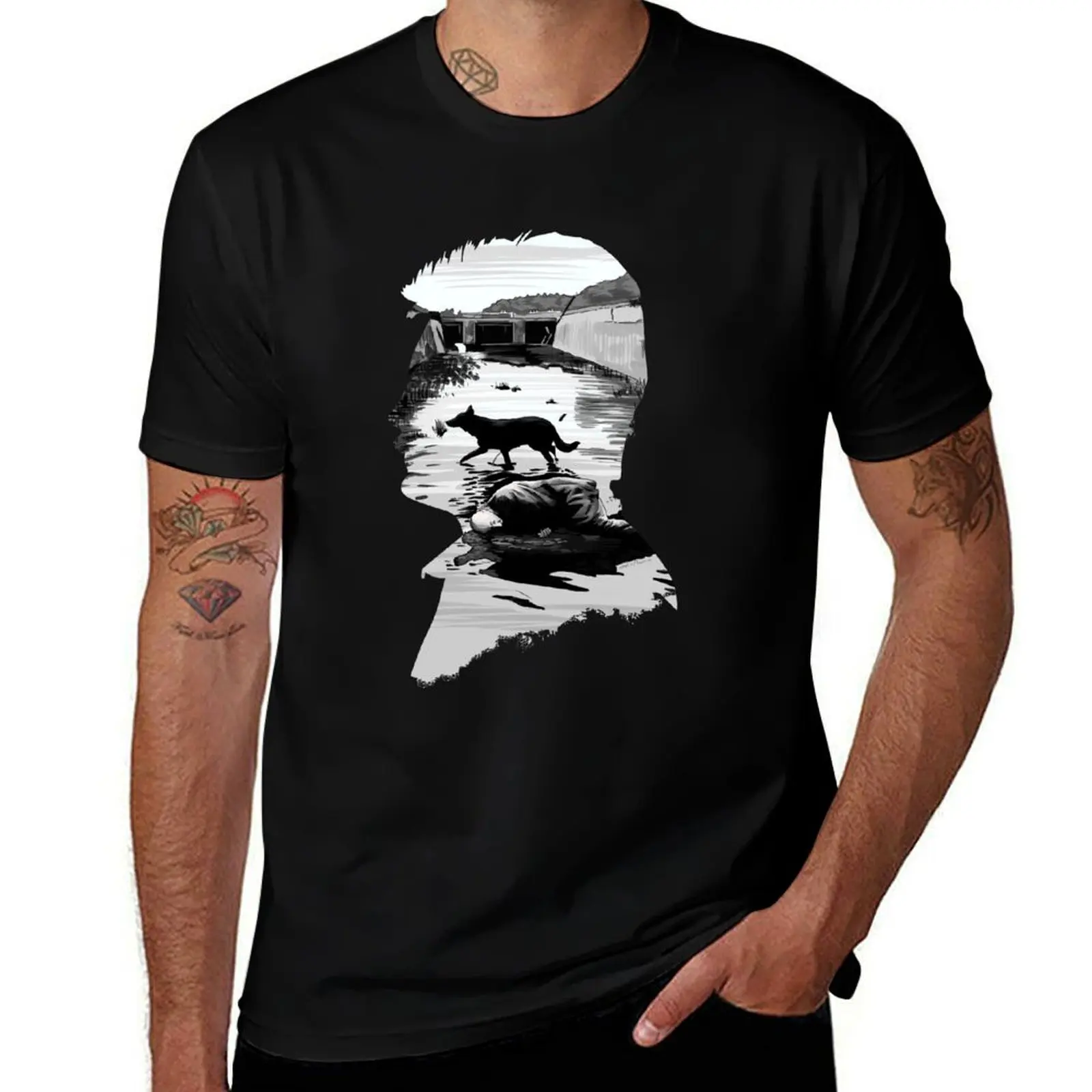 

Stalker Dog Scene Silhouette by Tarkovsky T-Shirt t shirt man plain man t shirts graphic anime t shirts oversize T-shirt