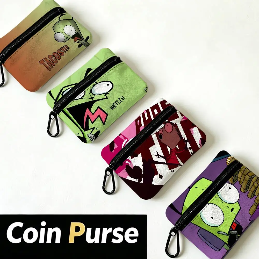 I-Invader Z-Zim Cartoon Wear-resistant Oxford Cloth Coin Purse Portable Backpack Hanging Card Storage Bag