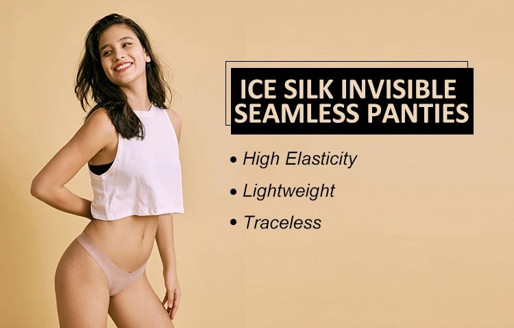 1Pcs/7Pcs Heißer Verkauf Damen Rüschen Trim Satin Eis Seide Nahtlose No Show Unterwäsche Unsichtbare Slip Tanga Bragas frauen Höschen – Detail 1