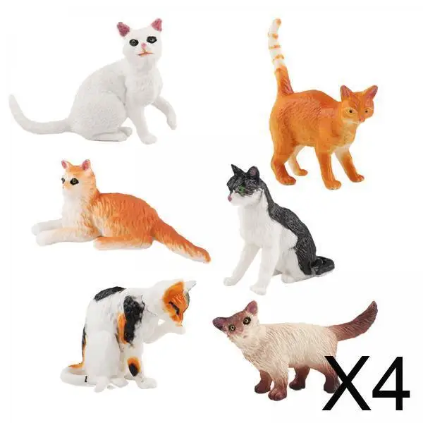 

4x Simulation Cat Toy Animal Model Desktop Decor Figurine Home Decoration Ornament for Study Yard Birthday Bookshelf Children