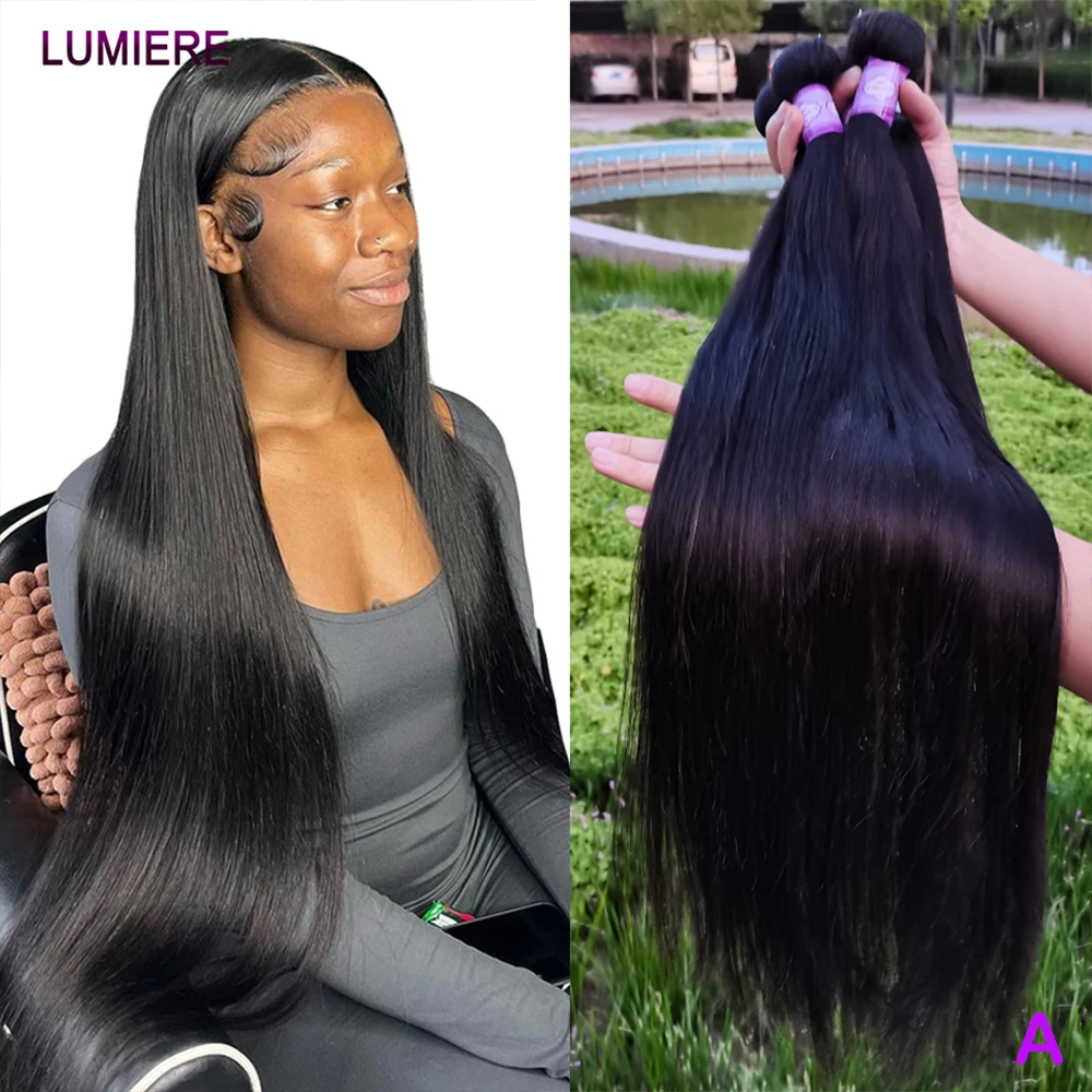 

18A Bone Straight 100% необработанные девственные пучки человеческих волос с 4x4 13x4 Real HD кружевная застежка спереди наращивание волос для женщин