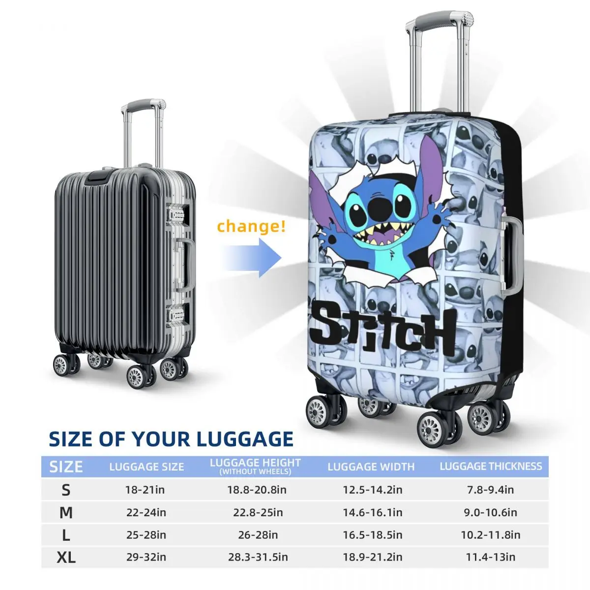 Custom Stitch Funny Suitcase Cover Cruise Trip Protection Flight Practical Luggage Supplies