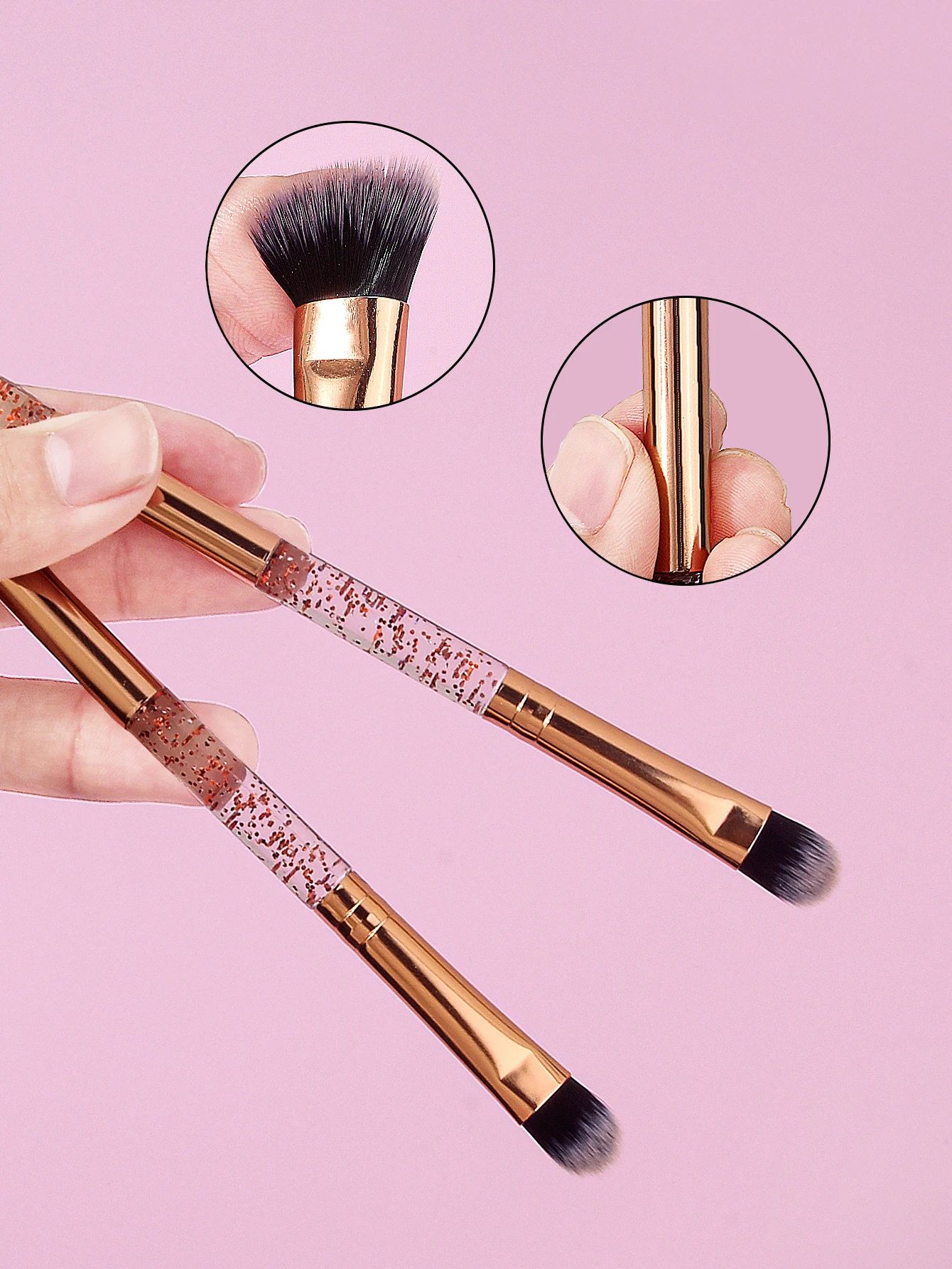 แปรงอายแชโดว์ 2 ชิ้น แปรงเขียนคิ้ว และแปรงเบลนด์ แปรงแต่งตาอเนกประสงค์สำหรับผู้เริ่มต้น