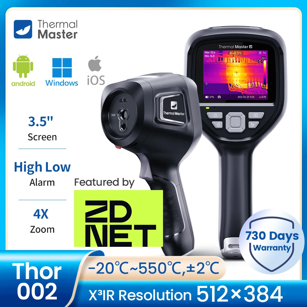 

3.5" Handheld Thermal Camera 512×384 Resolution 550℃ High Temp Thermographic Camera Industrial HVAC Water Leakage Detect