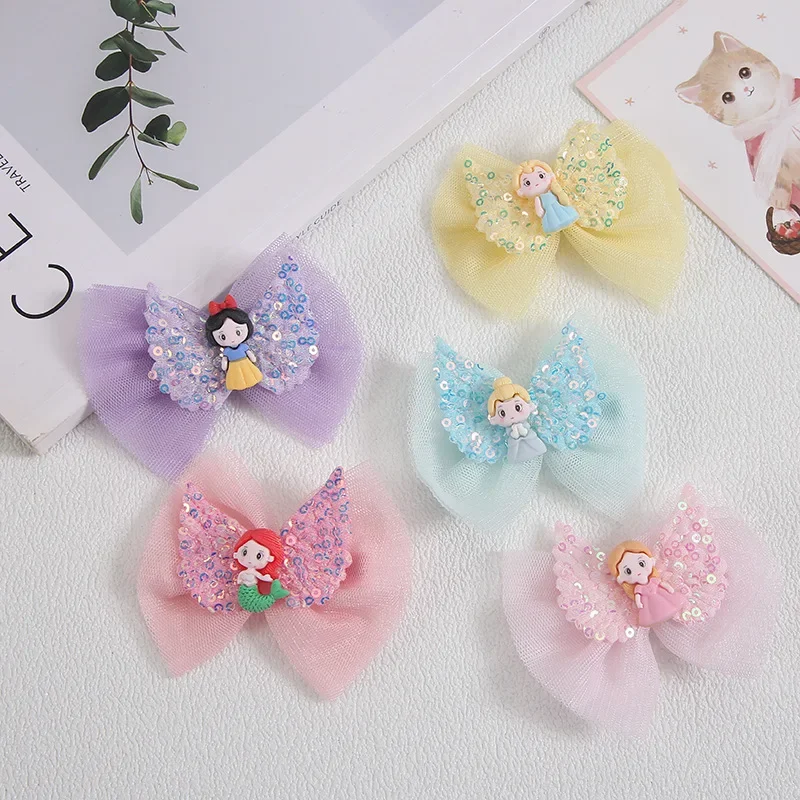 Disney Pink and purple glitter Stitch hair clip and hair tie set, cartoon Stitch hair accessories