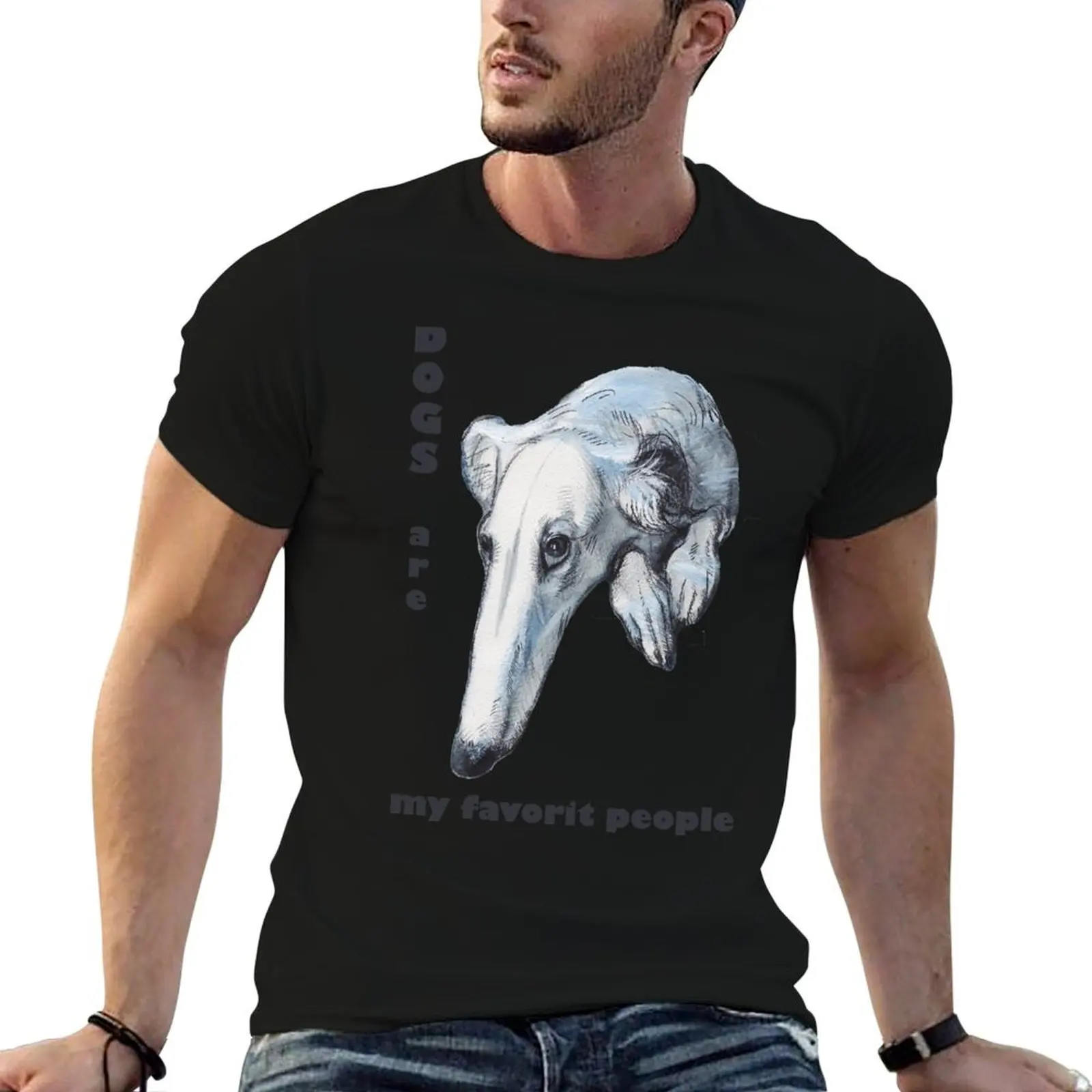 DOGS ARE MY FAVORITE PEOPLE, Borzoi T-Shirt customizeds boys animal print shirts graphic tees t shirts for men graphic