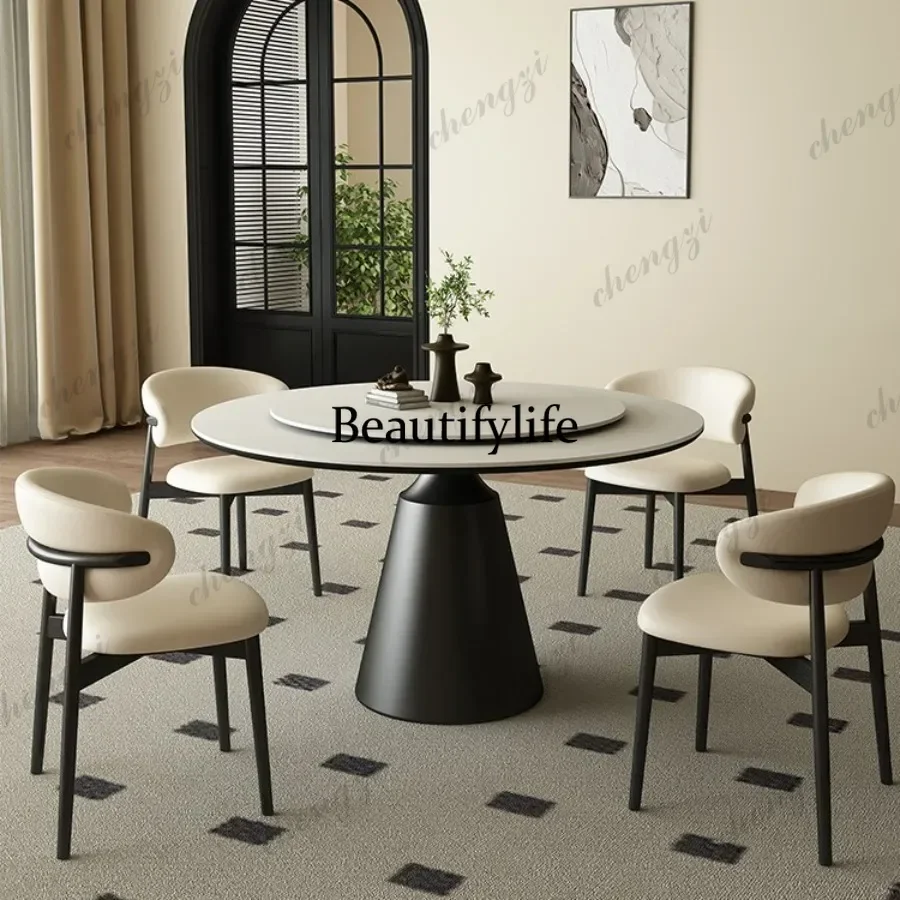 Italian minimalist luxury Dining Tables Round Small-sized French Dining Tables Design Retro Home Furniture Tavoli Da Pranzo