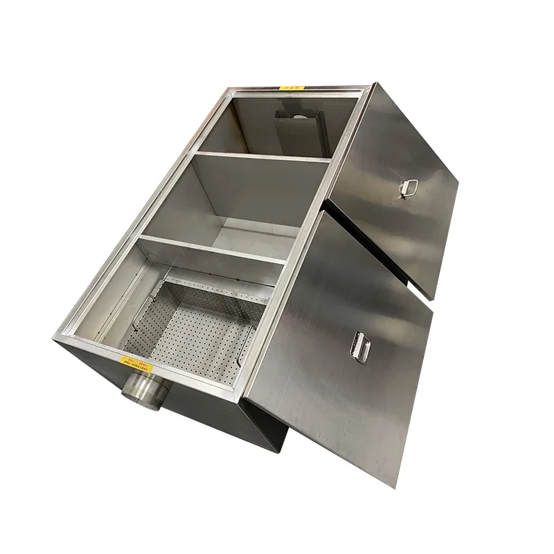 Gutter grease trap hotel catering 304 stainless steel oil-water separator three-stage sedimentation tank buried grease trap