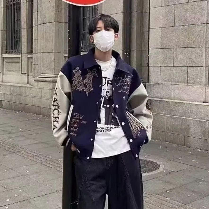 

Мужская куртка свободного кроя Jaet 2024, весенне-осенняя Sli Harajuku Hong Kong Sle High Street Faion, корейская версия, све с манжетами