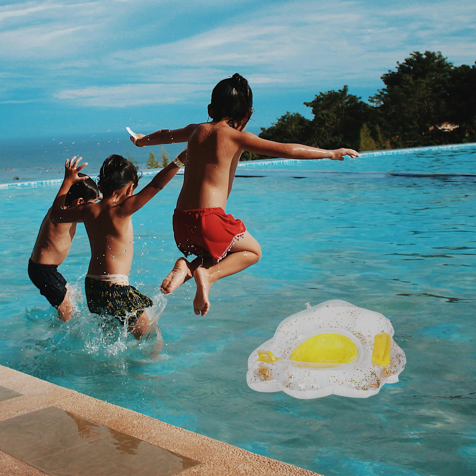 Anel de natação inflável para bebês, assento flutuante reforçado e antiderrapante para piscina de bebês para aprendizagem de natação 1-4