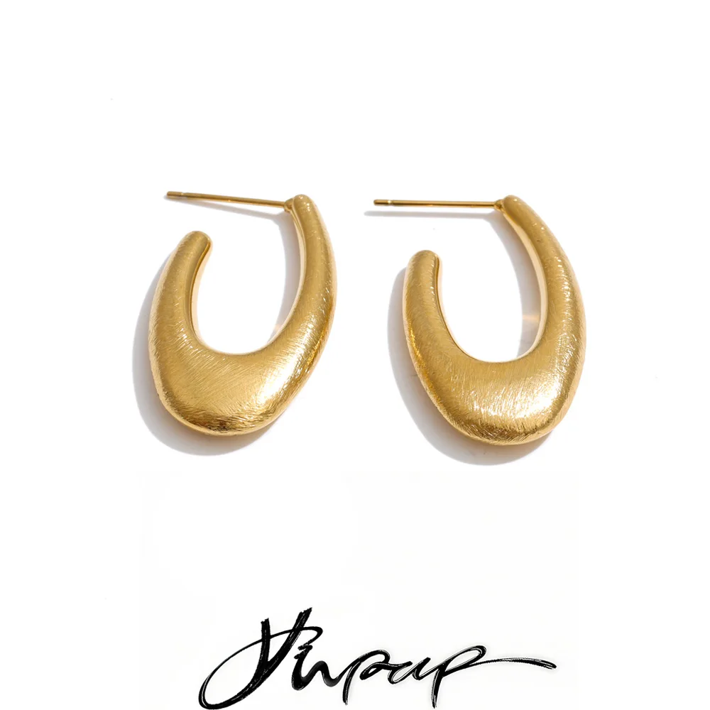 Yhpup Waterproof Stainless Steel Geometric Huggie Earrings Rust Proof Daily Versatile Casual Women Jewelry Wholesale