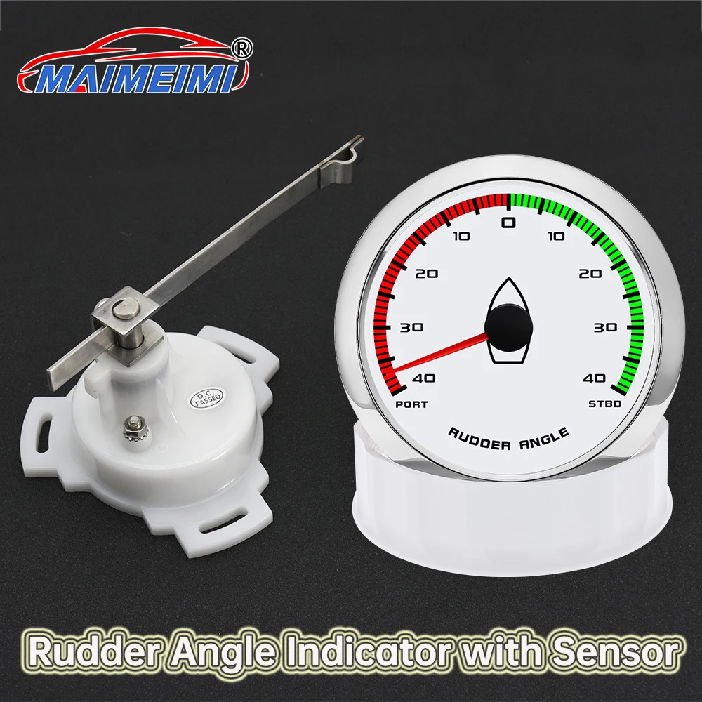 

85mm Marine LCD Rudder Angle Meters Pointer Instrument Gauge with Rudder Angle Sensor Waterproof for Yacht Boat Marine