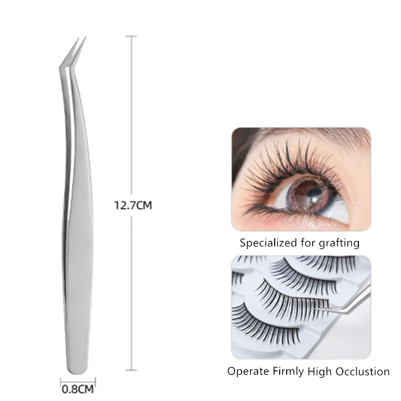 เครื่องมือต่อขนตาแบบมืออาชีพพร้อมคลิปสีทอง แหนบติดขนตาปลอมแบบสองชั้น สำหรับผู้เชี่ยวชาญด้านความงาม