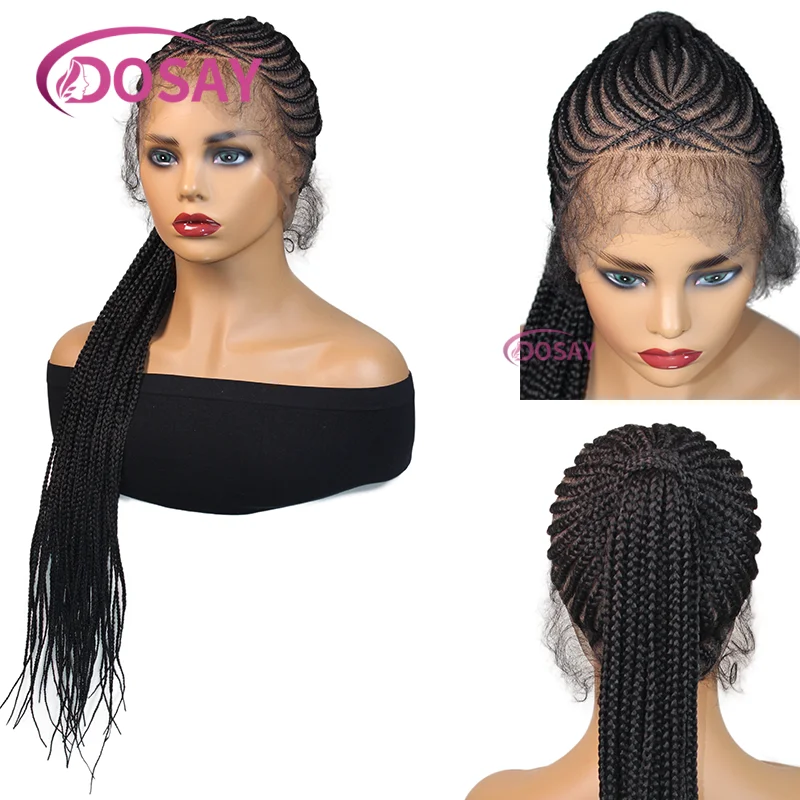 

30-дюймовые синтетические плетеные парики, полный кружевной парик с детскими волосами, хвостик без узлов, косички, парик для женщин, косички, африканские парики