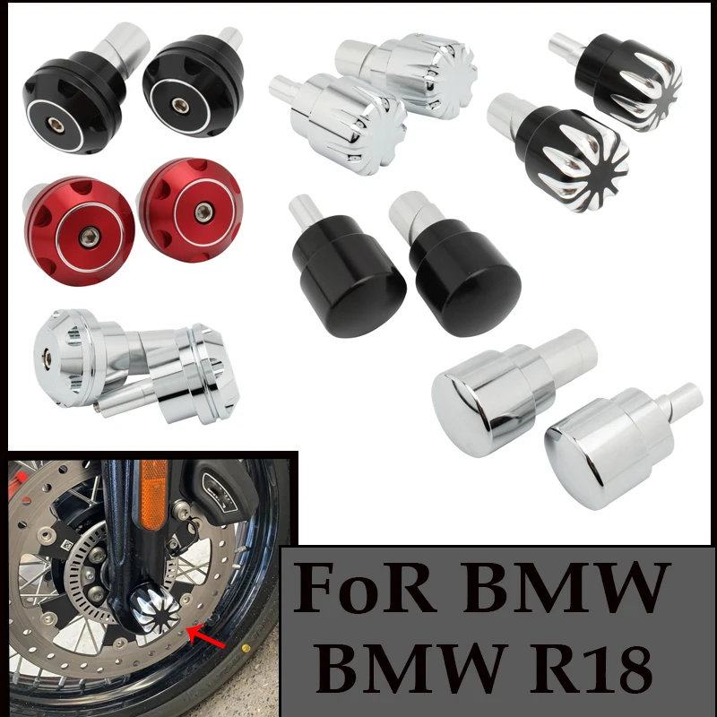 

Для BMW R18 Classic: Алюминиевые защитные накладки на переднюю ось мотоцикла (пара), заглушки для болтов колеса, защита вилки, слайдеры от падений