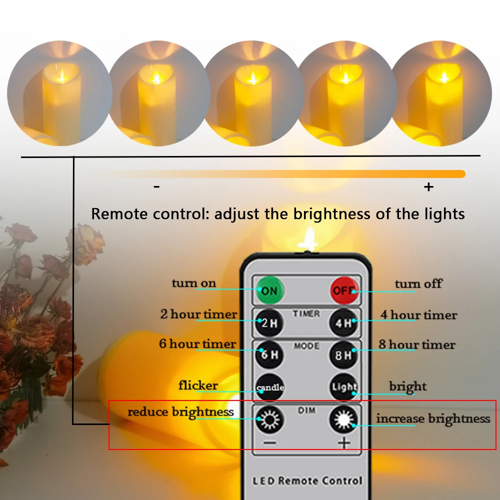 Imagem -06 - Led Velas Eletrônicas com Temporizador Remoto Usb Recarregável Vela Pilar Atmosfera Luz Natal Festa de Casamento Lâmpada da Noite Tealight