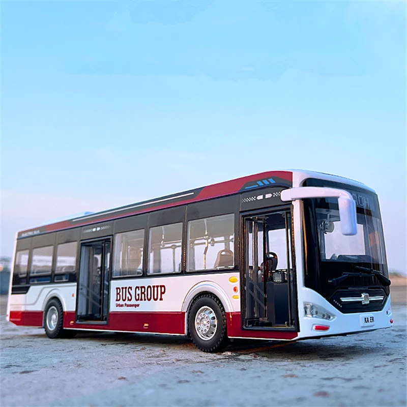 Large Size Alloy New Energy Electric Tourist Traffic Bus Model Diecasts Metal Passenger Car Bus Model Sound Light Kids Toys Gift