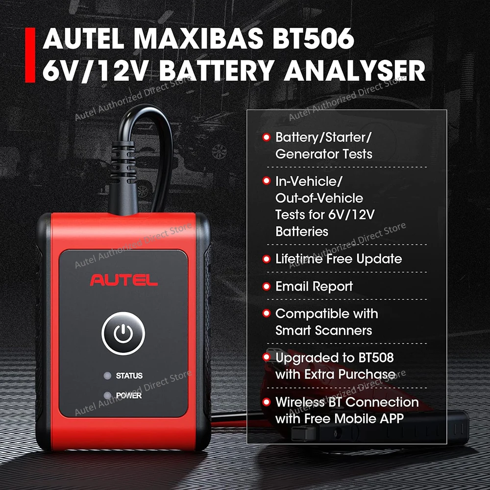 Autel MaxiBAS BT506 Car Battery Tester, 6V 12V 100-2000 CCA Car Battery Analyzer, 12V 24V Auto Cranking/Charging System Test