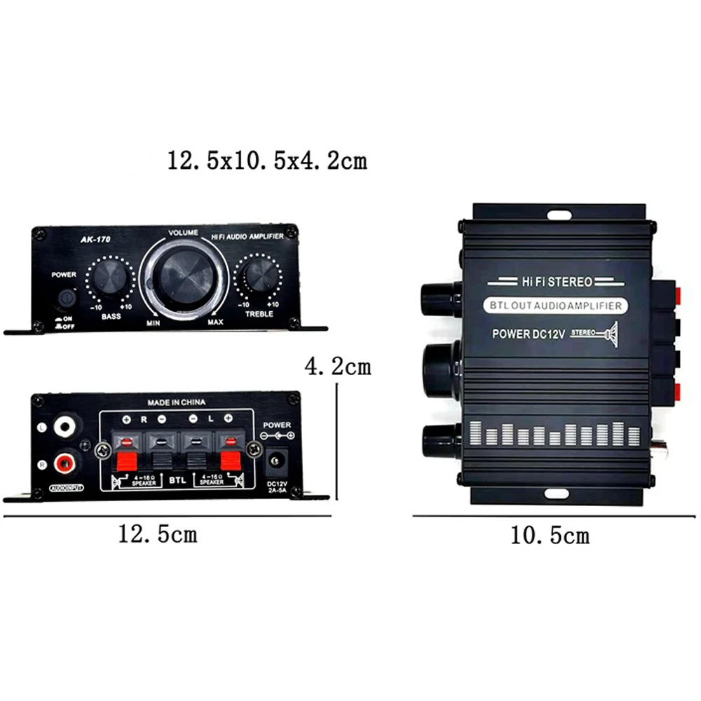 Woopker Sound Amplifier Channel 2.0 HIFI Bluetooth Amp Home Digital Audio 12V3A AK380 AK370 AK280 AK270 AK170 for Car Bass Trebl