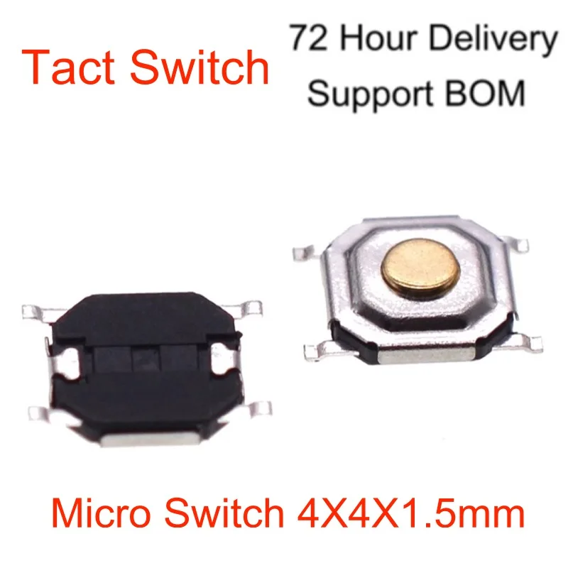 Tact Push Button Switch 4Pin SMT 4X4X1.5mm Micro Switch SMD Touch Momentary Tactile for Toy Smart Home Switch