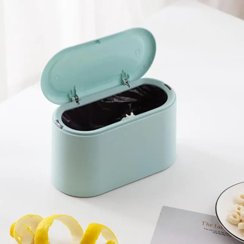 Mini Desktop Trash Can Push-open Lid Double-layer Household Bedroom Simple Push-open Lid Desktop Trash Can