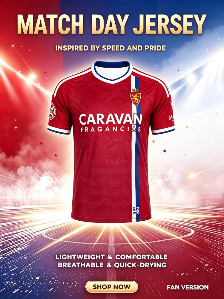 2026 Real Zaragoza 3D Printed Football Jersey Men Summer Breathable Quick Drying Short Sleeved T-shirt Clothing Family Kids Tees