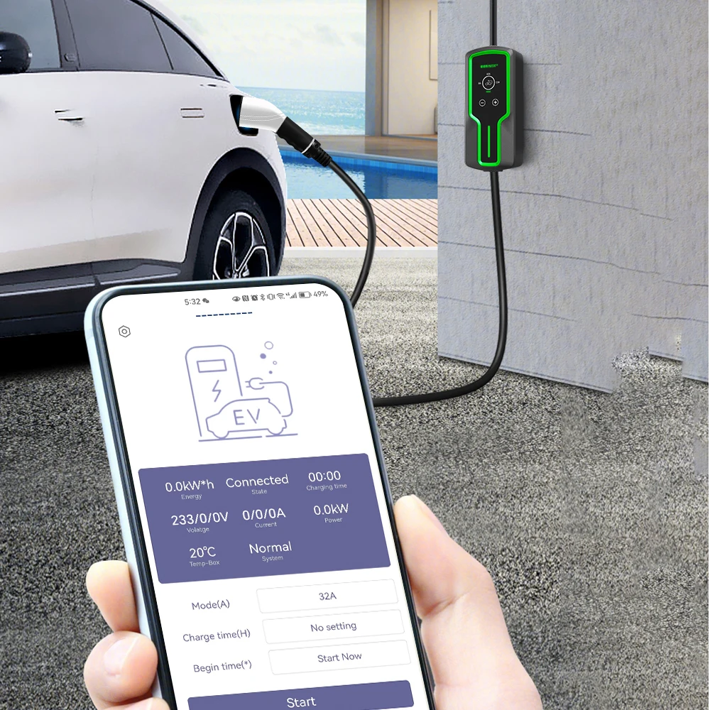 RUIVANDA Universal Ip55 EU Automobile Smart Home Mobile Ev Charger Ac Station For Tesla Model2 Home Use