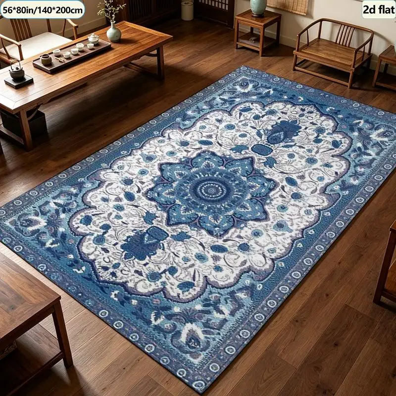 Luxury Red Vintage Persian Carpet Flooring Ornate Medallion Square Rug Classic European Home Living Room Carpet